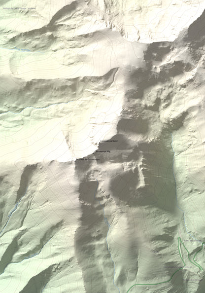 Mapa de relieve de Pic de l'Estanyó, 2915 m, Andorra, lámina 100 Cims de Trobart. Detalle de la zona inferior izquierda. 70 × 100 cm.