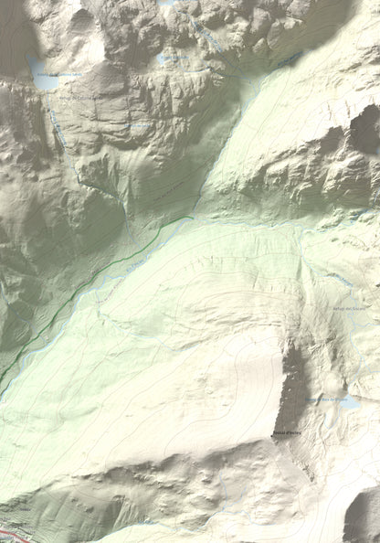 Mapa de relieve de Pic de la Coma de Varilles, 2760 m, Andorra, lámina 100 Cims de Trobart. Detalle de la zona inferior derecha. 70 × 100 cm.