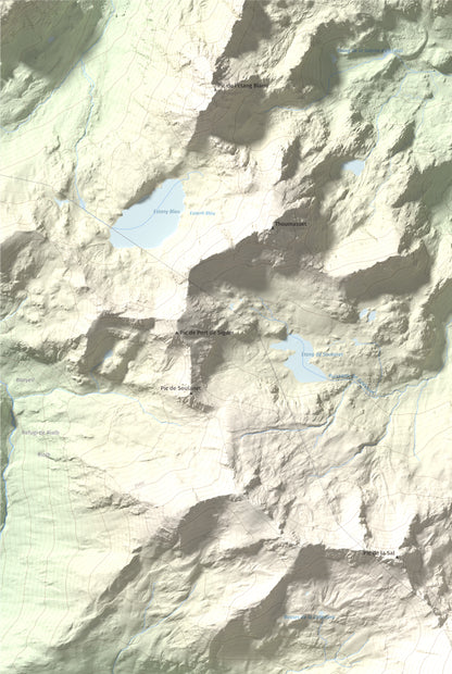 Mapa de relieve de Pic de la Serrera, 2912 m, Andorra, lámina 100 Cims de Trobart. Detalle de la zona superior izquierda. 61 × 91 cm.
