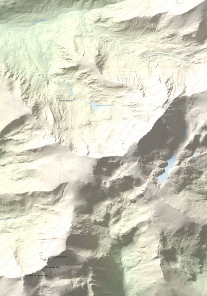 Mapa de relieve de Pic de la Serrera, 2912 m, Andorra, lámina 100 Cims de Trobart. Detalle de la zona inferior izquierda. 70 × 100 cm.
