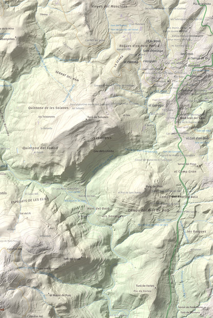 Mapa de relieve de Pic del Vent, 816 m, Vallès Oriental, lámina 100 Cims de Trobart. Detalle de la zona superior derecha. 61 × 91 cm.