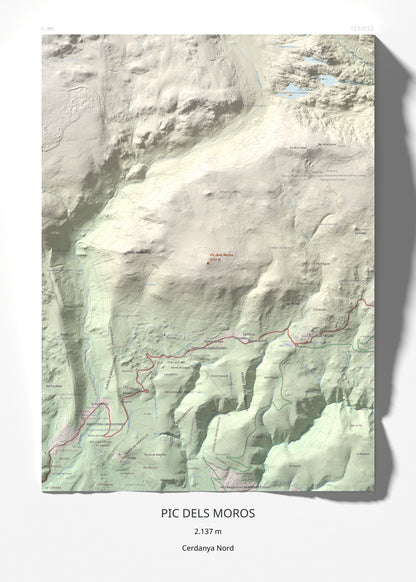 Mapa de relieve de Pic dels Moros, 2137 m, Cerdanya Nord, lámina 100 Cims de Trobart 50 × 70 cm.