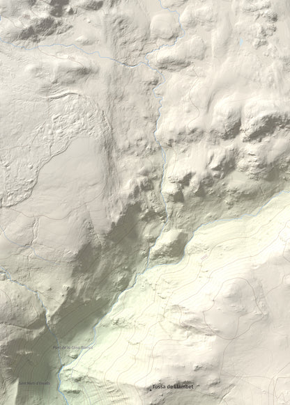 Mapa de relieve de Pic dels Moros, 2137 m, Cerdanya Nord, lámina 100 Cims de Trobart. Detalle de la zona superior izquierda. 50 × 70 cm.