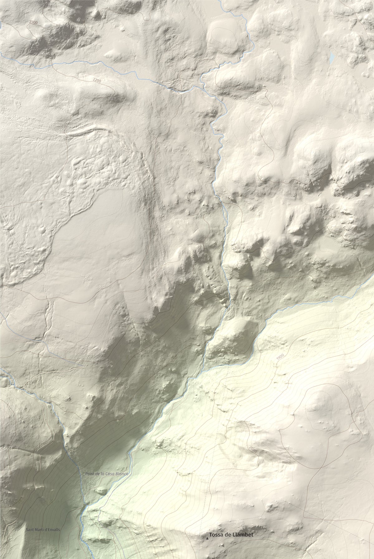 Mapa de relieve de Pic dels Moros, 2137 m, Cerdanya Nord, lámina 100 Cims de Trobart. Detalle de la zona superior izquierda. 61 × 91 cm.