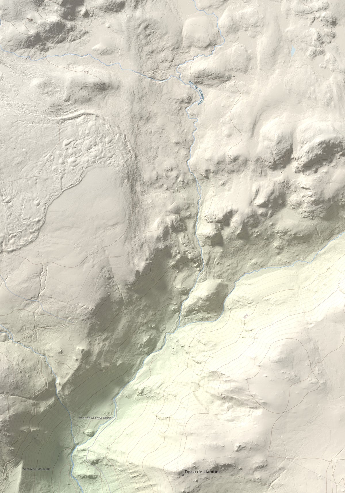 Mapa de relieve de Pic dels Moros, 2137 m, Cerdanya Nord, lámina 100 Cims de Trobart. Detalle de la zona superior izquierda. 70 × 100 cm.