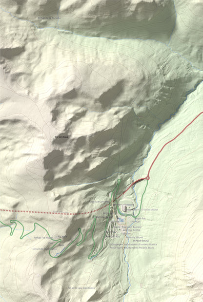 Mapa de relieve de Pic dels Pedrons, 2715 m, Cerdanya Nord, lámina 100 Cims de Trobart. Detalle de la zona superior izquierda. 61 × 91 cm.