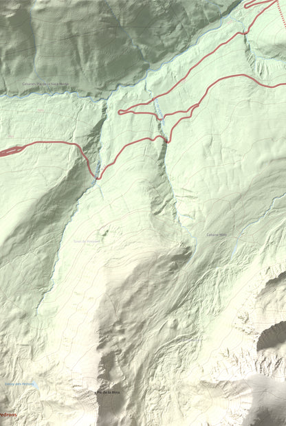 Mapa de relieve de Pic dels Pedrons, 2715 m, Cerdanya Nord, lámina 100 Cims de Trobart. Detalle de la zona superior derecha. 61 × 91 cm.