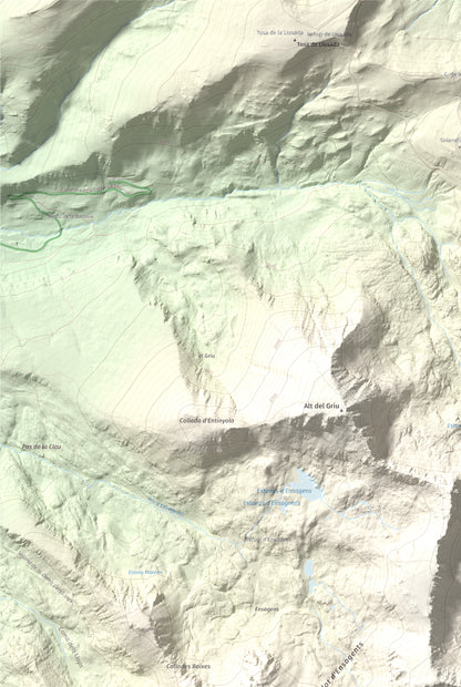 Mapa de relieve de Pic dels Pessons o Gargantillar, 2862 m, Andorra, lámina 100 Cims de Trobart. Detalle de la zona superior izquierda. 61 × 91 cm.