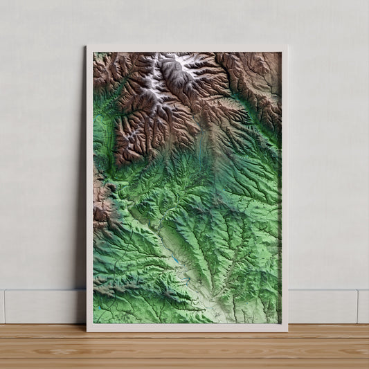 Mapa artístico del relieve de Piera, al Anoia, con 15 km de entorno y base topográfica ICGC. Presentación enmarcada.