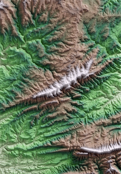 Mapa artístico del relieve de Pinós, al Solsonès, con 15 km de entorno y base topográfica ICGC
