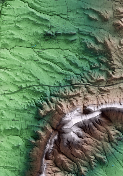Mapa artístico del relieve de Pira, a la Conca de Barberà, con 15 km de entorno y base topográfica ICGC. Detalle de la zona inferior derecha.