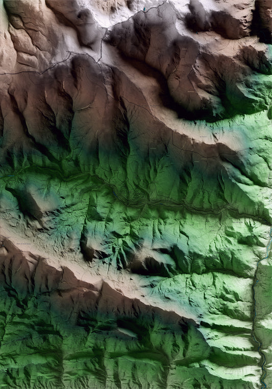 Mapa artístico del relieve de Planoles, al Ripollès, con 15 km de entorno y base topográfica ICGC