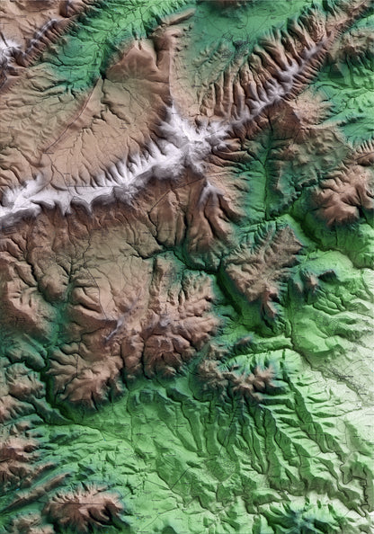 Mapa artístico del relieve de Pontons, al Alt Penedès, con 15 km de entorno y base topográfica ICGC