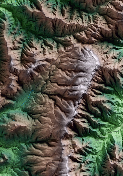 Mapa artístico del relieve de Porrera, al Priorat, con 15 km de entorno y base topográfica ICGC. Detalle de la zona inferior derecha.
