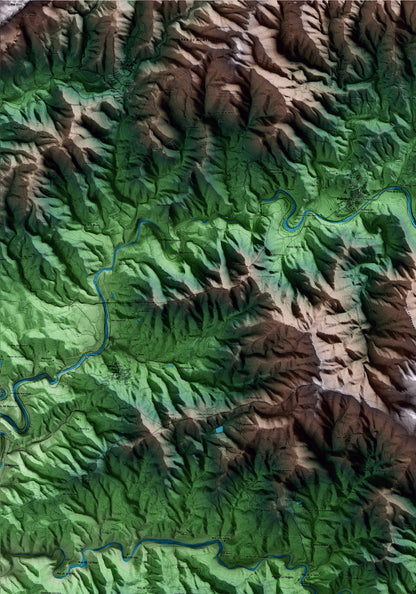 Mapa artístico del relieve de Porrera, al Priorat, con 15 km de entorno y base topográfica ICGC. Detalle de la zona superior izquierda.