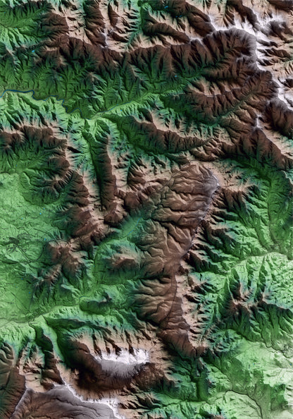 Mapa artístico del relieve de Pradell de la Teixeta, al Priorat, con 15 km de entorno y base topográfica ICGC