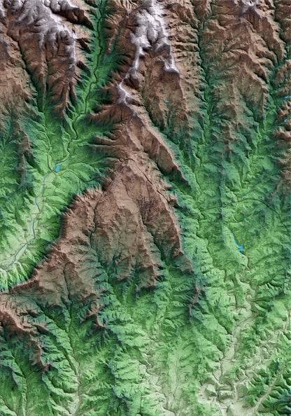 Mapa artístico del relieve de Prats de Lluçanès, al Lluçanès, con 15 km de entorno y base topográfica ICGC