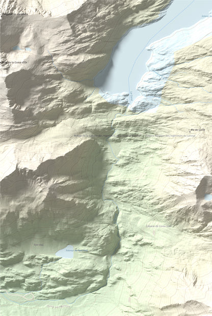 Mapa de relieve de Puig Occidental de Coll Roig, 2833 m, Cerdanya Nord, lámina 100 Cims de Trobart. Detalle de la zona superior izquierda. 61 × 91 cm.