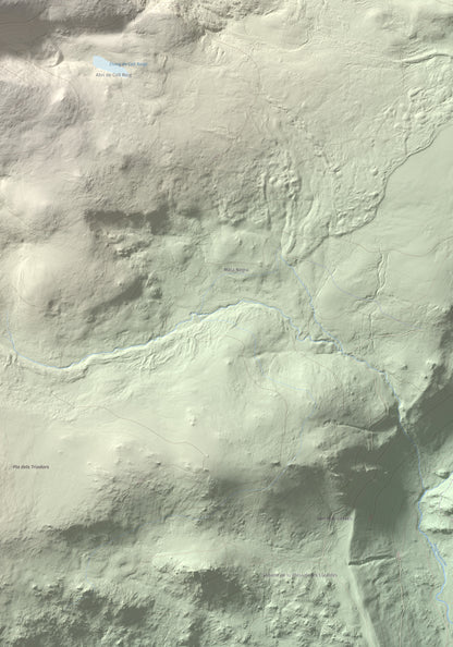 Mapa de relieve de Puig Occidental de Coll Roig, 2833 m, Cerdanya Nord, lámina 100 Cims de Trobart. Detalle de la zona inferior derecha. 70 × 100 cm.