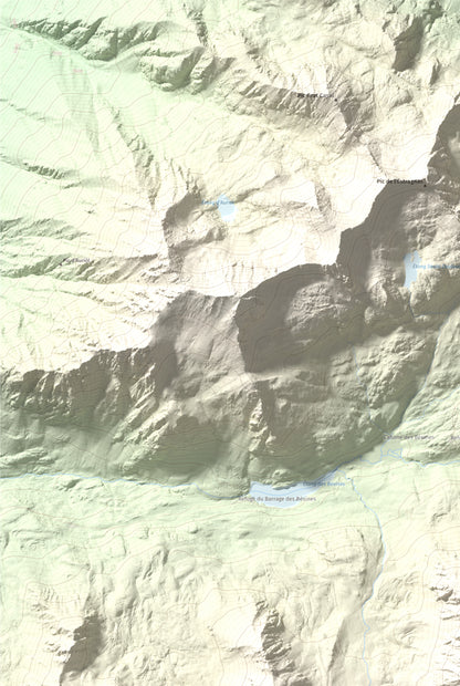 Mapa de relieve de Puig Pedrós de Lanós, 2842 m, Cerdanya Nord, lámina 100 Cims de Trobart. Detalle de la zona superior izquierda. 61 × 91 cm.