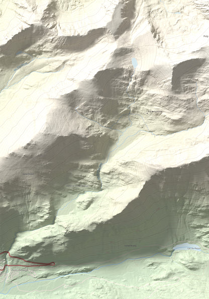 Mapa de relieve de Puig Pedrós de Lanós, 2842 m, Cerdanya Nord, lámina 100 Cims de Trobart. Detalle de la zona inferior izquierda. 70 × 100 cm.