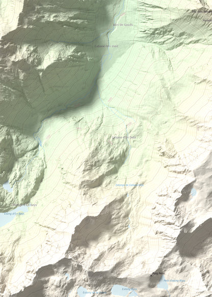 Mapa de relieve de Puig Peric, 2810 m, Capcir · Cerdanya Nord, lámina 100 Cims de Trobart. Detalle de la zona superior izquierda. 50 × 70 cm.