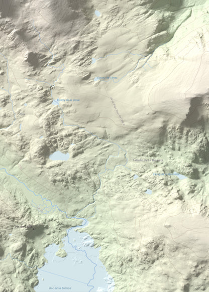 Mapa de relieve de Puig Peric, 2810 m, Capcir · Cerdanya Nord, lámina 100 Cims de Trobart. Detalle de la zona inferior derecha. 50 × 70 cm.