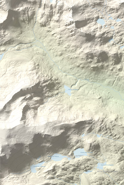 Mapa de relieve de Puig Peric, 2810 m, Capcir · Cerdanya Nord, lámina 100 Cims de Trobart. Detalle de la zona inferior izquierda. 61 × 91 cm.
