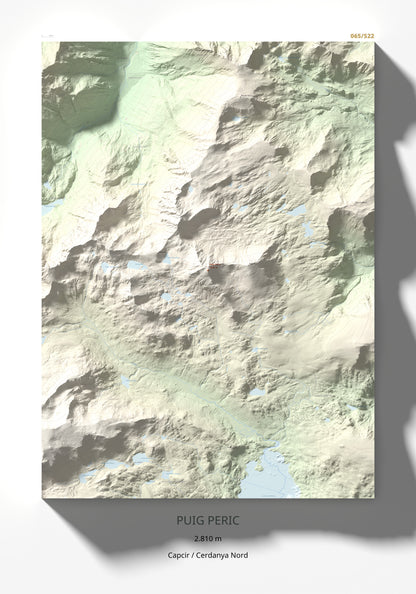 Mapa de relieve de Puig Peric, 2810 m, Capcir · Cerdanya Nord, lámina 100 Cims de Trobart 70 × 100 cm.