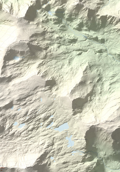 Mapa de relieve de Puig Peric, 2810 m, Capcir · Cerdanya Nord, lámina 100 Cims de Trobart. Detalle de la zona superior derecha. 70 × 100 cm.