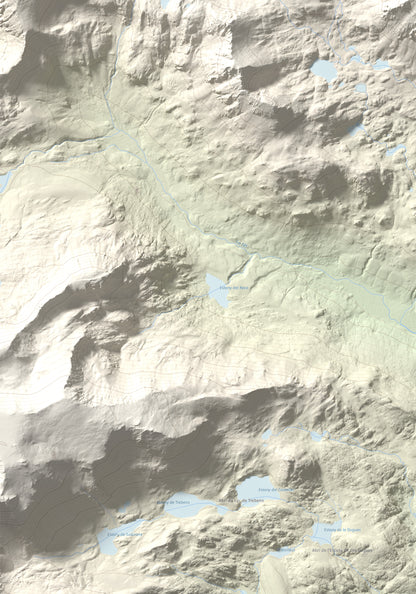 Mapa de relieve de Puig Peric, 2810 m, Capcir · Cerdanya Nord, lámina 100 Cims de Trobart. Detalle de la zona inferior izquierda. 70 × 100 cm.
