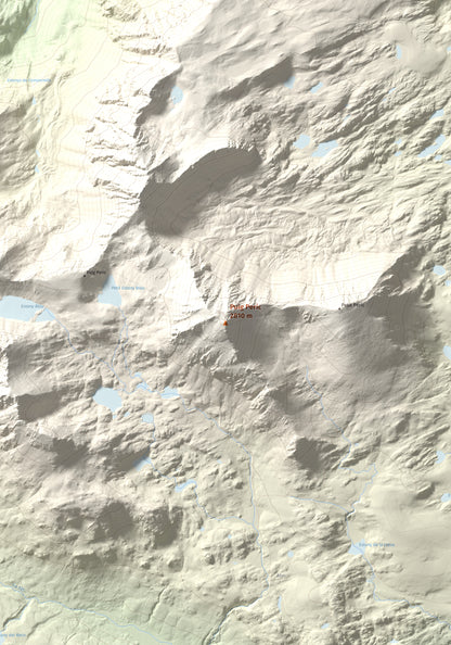 Mapa de relieve de Puig Peric, 2810 m, Capcir · Cerdanya Nord, lámina 100 Cims de Trobart. Detalle de la zona central. 70 × 100 cm.