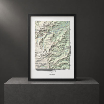 Mapa topográfico del relieve: Puig Vicenç, 468 m. Presentación enmarcada. 21 × 30 cm.