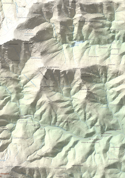 Mapa topográfico del relieve: Puig d'Esquers, 606 m. Detalle de la zona superior derecha. 70 × 100 cm.