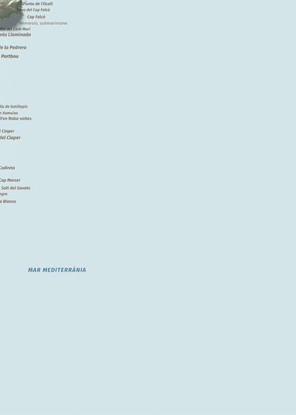 Mapa topográfico del relieve: Puig de Cervera, 207 m. Detalle de la zona inferior derecha. 50 × 70 cm.