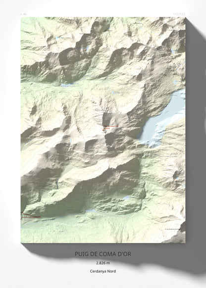 Mapa de relieve de Puig de Coma d'Or, 2826 m, Cerdanya Nord, lámina 100 Cims de Trobart 50 × 70 cm.
