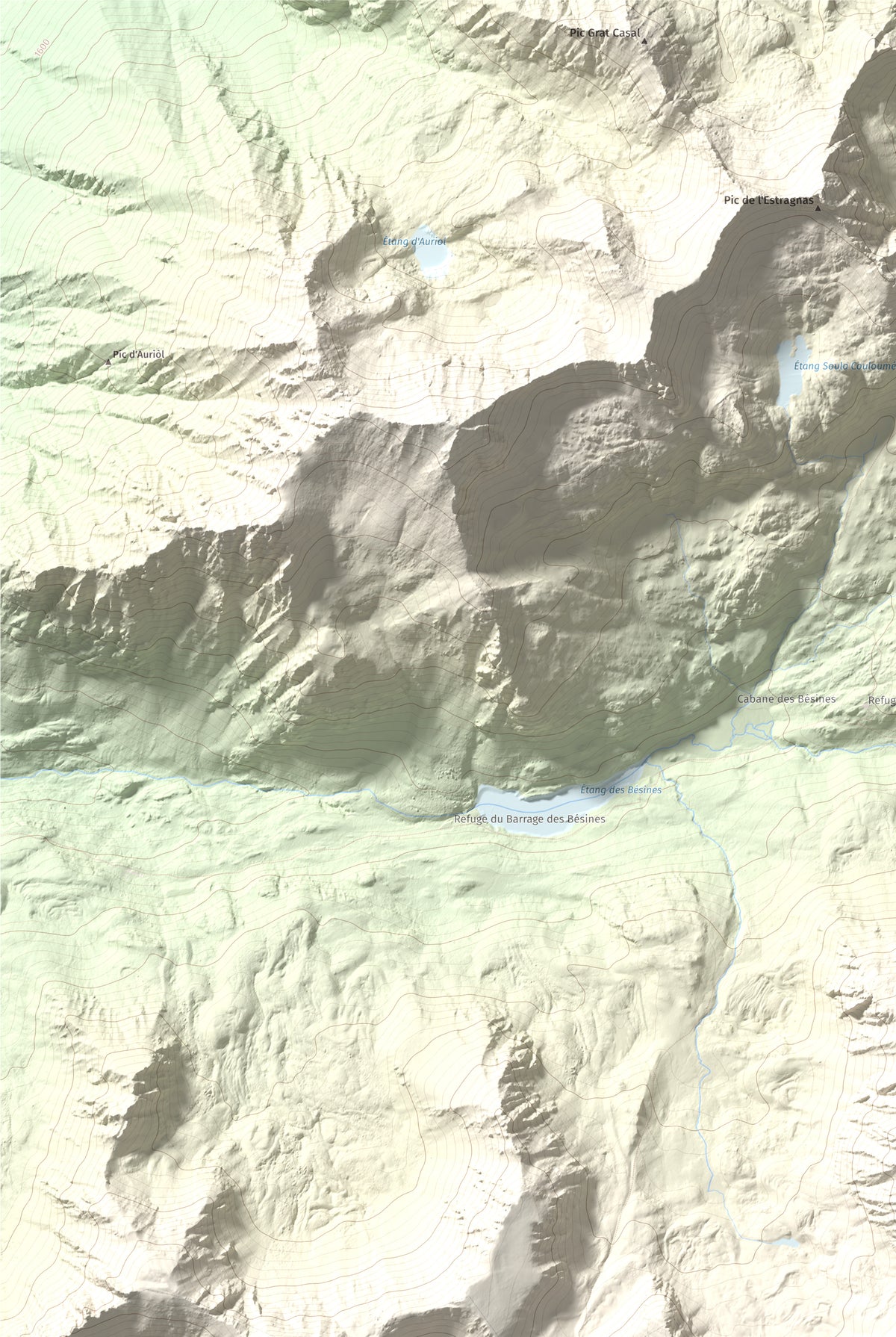Mapa de relieve de Puig de Coma d'Or, 2826 m, Cerdanya Nord, lámina 100 Cims de Trobart. Detalle de la zona superior izquierda. 61 × 91 cm.
