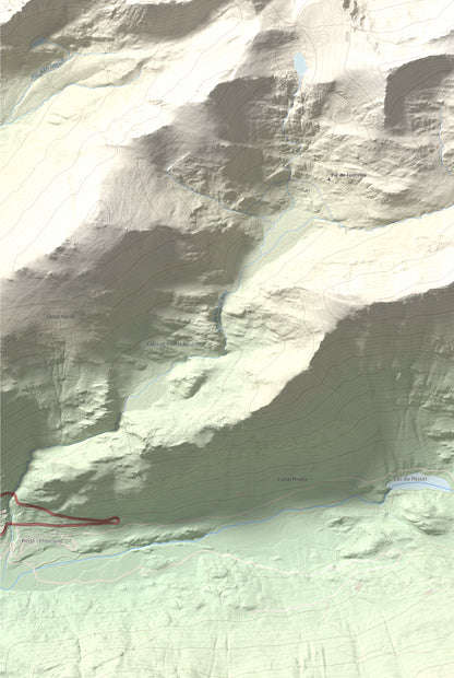 Mapa de relieve de Puig de Coma d'Or, 2826 m, Cerdanya Nord, lámina 100 Cims de Trobart. Detalle de la zona inferior izquierda. 61 × 91 cm.
