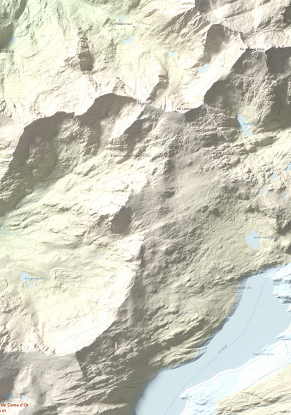 Mapa de relieve de Puig de Coma d'Or, 2826 m, Cerdanya Nord, lámina 100 Cims de Trobart. Detalle de la zona superior derecha. 70 × 100 cm.