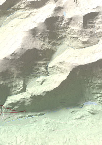 Mapa de relieve de Puig de Coma d'Or, 2826 m, Cerdanya Nord, lámina 100 Cims de Trobart. Detalle de la zona inferior izquierda. 70 × 100 cm.