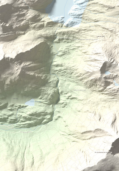 Mapa de relieve de Puig de Coma d'Or, 2826 m, Cerdanya Nord, lámina 100 Cims de Trobart. Detalle de la zona inferior derecha. 70 × 100 cm.