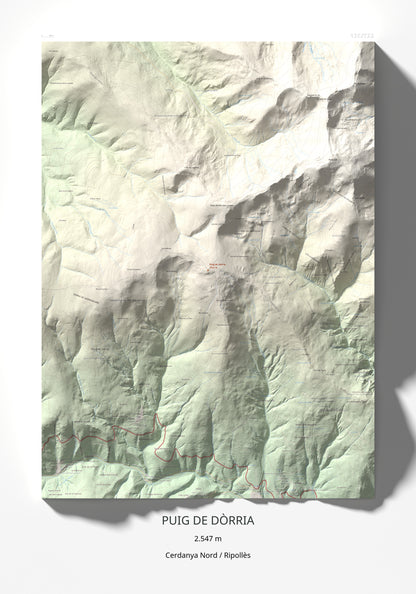 Mapa de relieve de Puig de Dòrria, 2547 m, Cerdanya Nord · Ripollès, lámina 100 Cims de Trobart 70 × 100 cm.