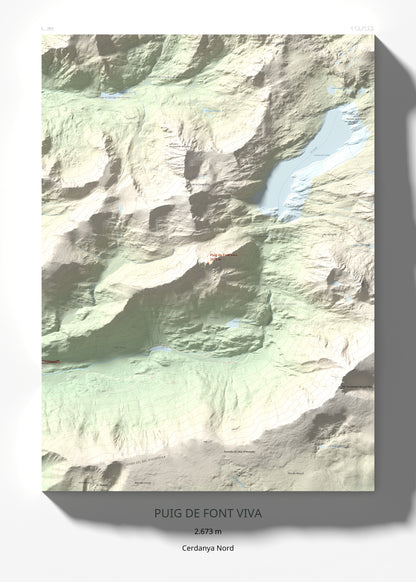 Mapa de relieve de Puig de Font Viva, 2673 m, Cerdanya Nord, lámina 100 Cims de Trobart 50 × 70 cm.