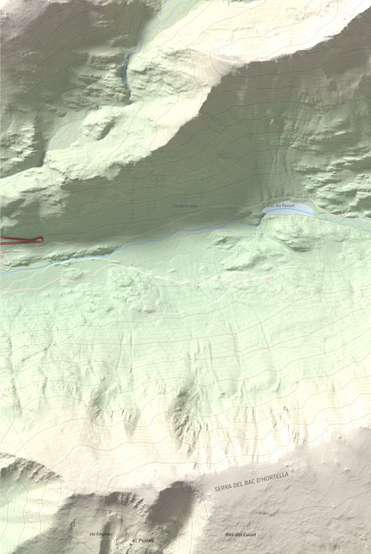 Mapa de relieve de Puig de Font Viva, 2673 m, Cerdanya Nord, lámina 100 Cims de Trobart. Detalle de la zona inferior izquierda. 61 × 91 cm.