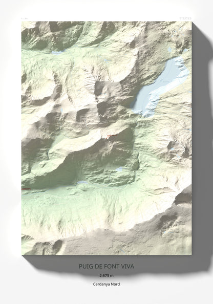 Mapa de relieve de Puig de Font Viva, 2673 m, Cerdanya Nord, lámina 100 Cims de Trobart 70 × 100 cm.