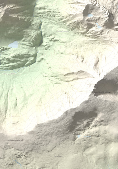 Mapa de relieve de Puig de Font Viva, 2673 m, Cerdanya Nord, lámina 100 Cims de Trobart. Detalle de la zona inferior derecha. 70 × 100 cm.