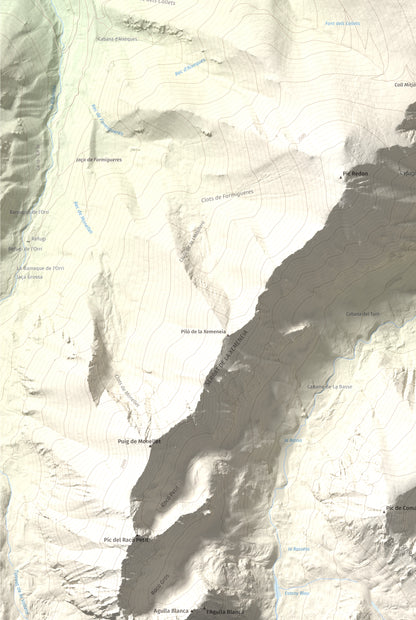 Mapa de relieve de Puig de Gallinàs, 2624 m, Conflent, lámina 100 Cims de Trobart. Detalle de la zona inferior izquierda. 61 × 91 cm.