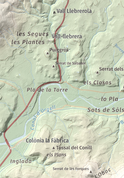 Mapa topogràfic del relleu: Puig de Grialó, 667 m. Detall de la zona superior esquerra. 21 × 30 cm.
