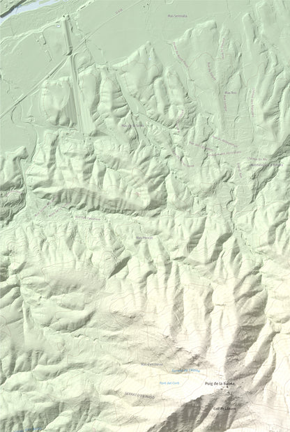 Mapa de relieve de Puig de Sant Cristau, 1015 m, Rosselló · Vallespir, lámina 100 Cims de Trobart. Detalle de la zona superior izquierda. 61 × 91 cm.
