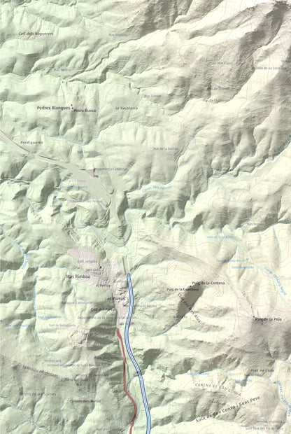 Mapa de relieve de Puig de Sant Cristau, 1015 m, Rosselló · Vallespir, lámina 100 Cims de Trobart. Detalle de la zona inferior izquierda. 61 × 91 cm.